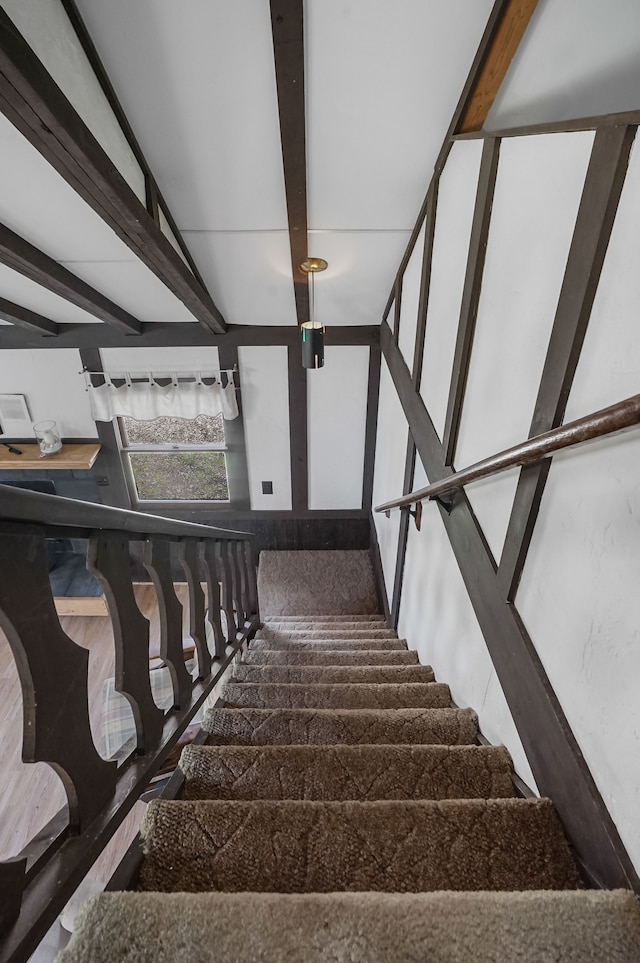 stairs with beam ceiling