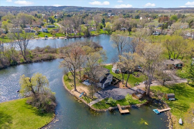 bird's eye view featuring a water view