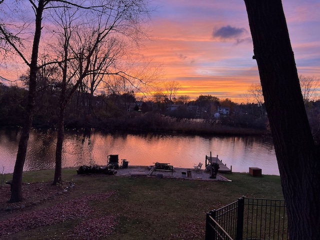 property view of water with a boat dock