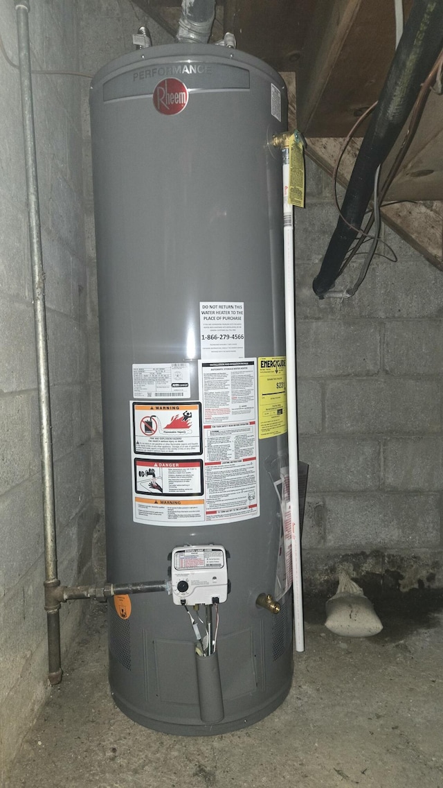utilities featuring gas water heater