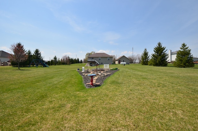 view of yard with a playground