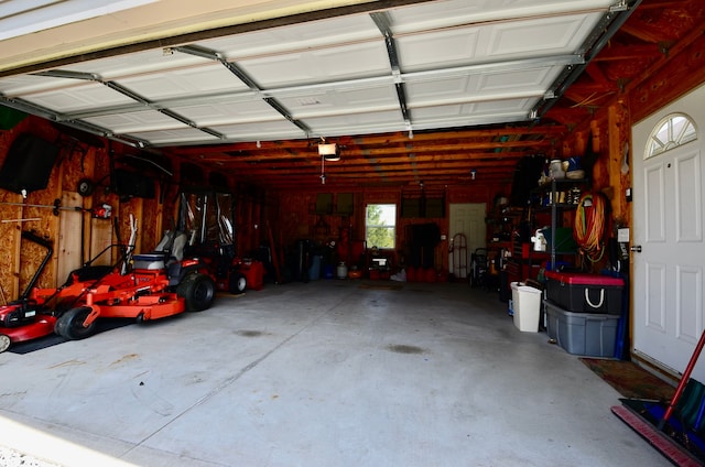 garage with a garage door opener
