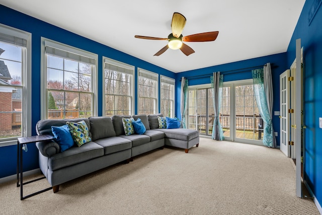 1249 Lasalle Rd, Canton, MI 48187 - carpeted living area with a ceiling fan