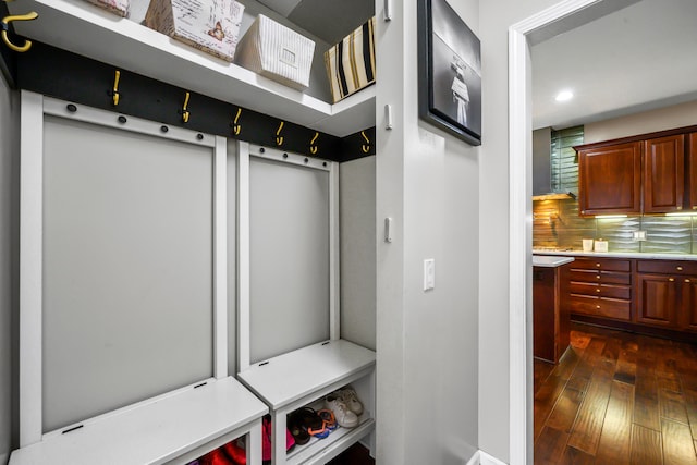 1249 Lasalle Rd, Canton, MI 48187 - mudroom with dark wood-style floors and recessed lighting
