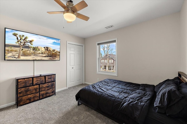 251 Dorsey St, Romeo, MI 48065 - carpeted bedroom featuring a ceiling fan, visible vents, and baseboards