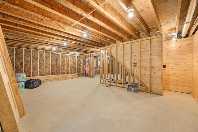 view of unfinished basement