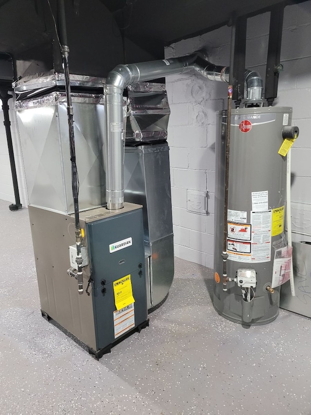 utilities featuring gas water heater