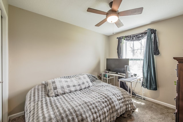 10207 Dodge Rd, Otisville, MI 48463 - bedroom with carpet flooring, baseboards, and ceiling fan