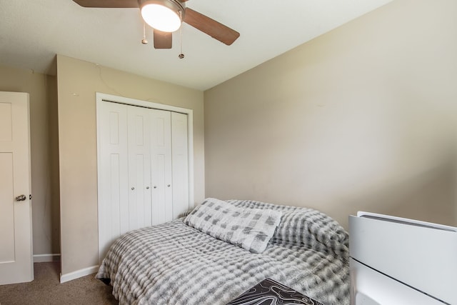 10207 Dodge Rd, Otisville, MI 48463 - carpeted bedroom with baseboards, ceiling fan, and a closet