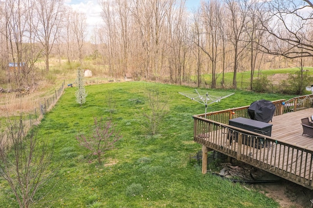 10207 Dodge Rd, Otisville, MI 48463 - view of yard featuring fence and a deck