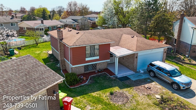 aerial view with a residential view