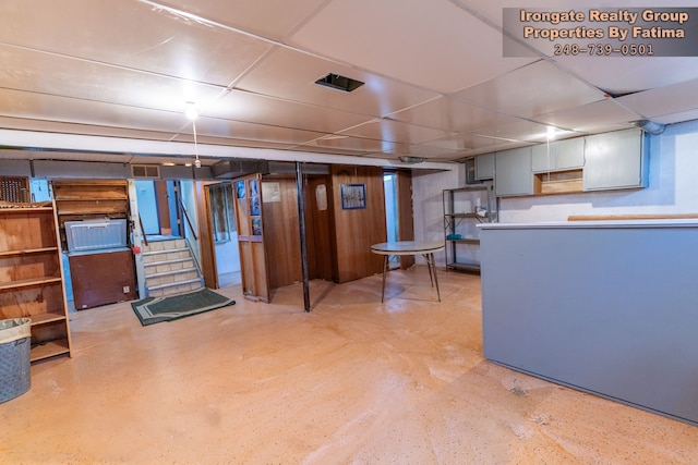 17906 Cider Mill St, Macomb, MI 48044 - finished below grade area with stairs and a drop ceiling