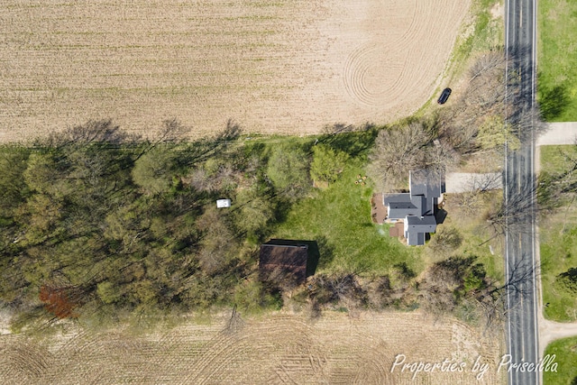 drone / aerial view with a rural view