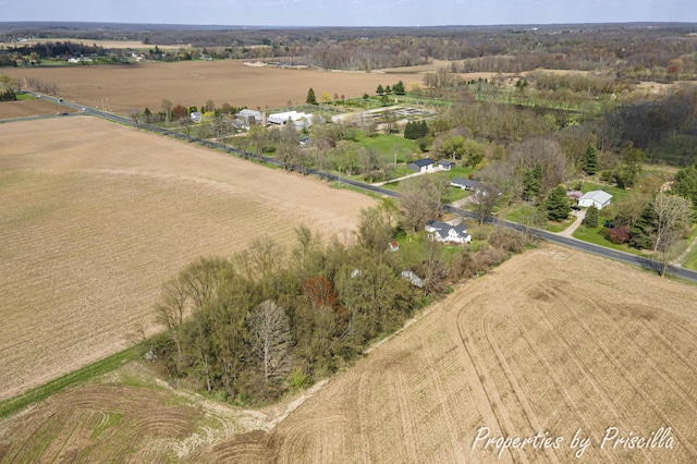 bird's eye view with a rural view