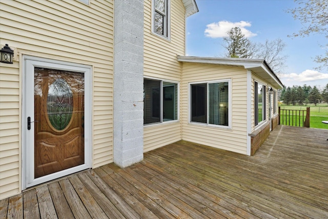 doorway to property with a deck