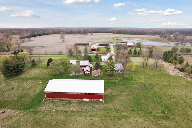 aerial view with a rural view and a water view