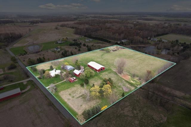 drone / aerial view featuring a rural view