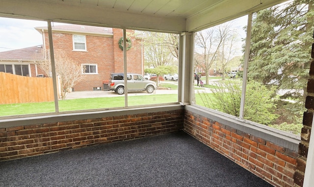 view of unfurnished sunroom