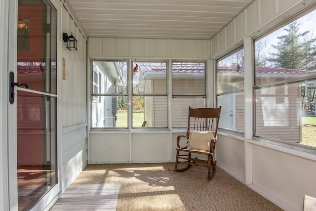 view of unfurnished sunroom