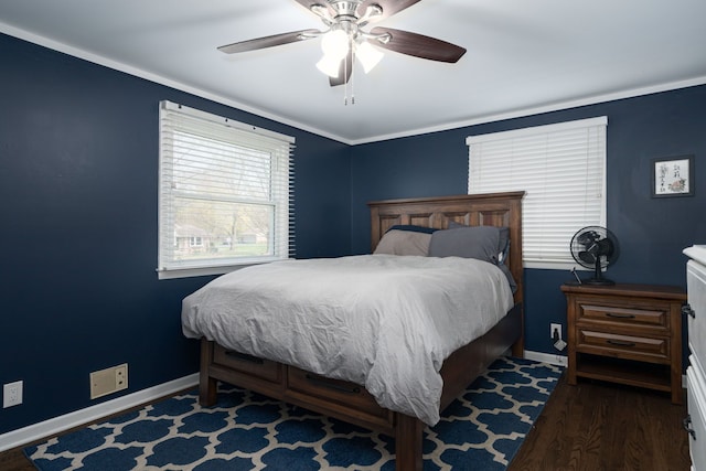 29742 Old Bedford St, Farmington Hills, MI 48331 - bedroom with baseboards, wood finished floors, and a ceiling fan