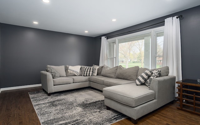 29742 Old Bedford St, Farmington Hills, MI 48331 - living area featuring dark wood-type flooring, recessed lighting, and baseboards