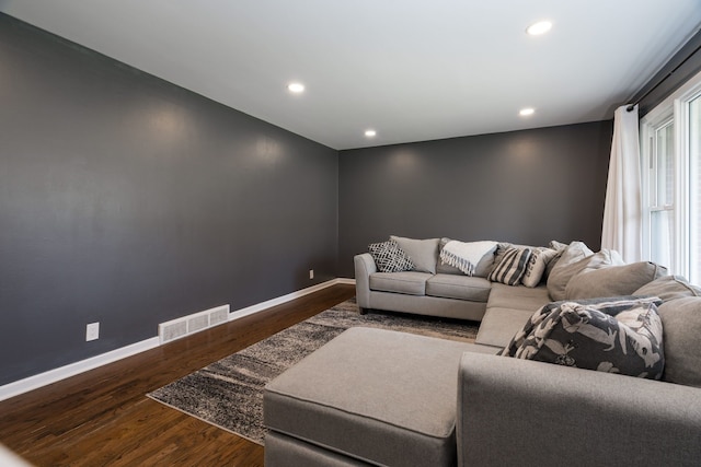 29742 Old Bedford St, Farmington Hills, MI 48331 - living room featuring baseboards, wood finished floors, and recessed lighting