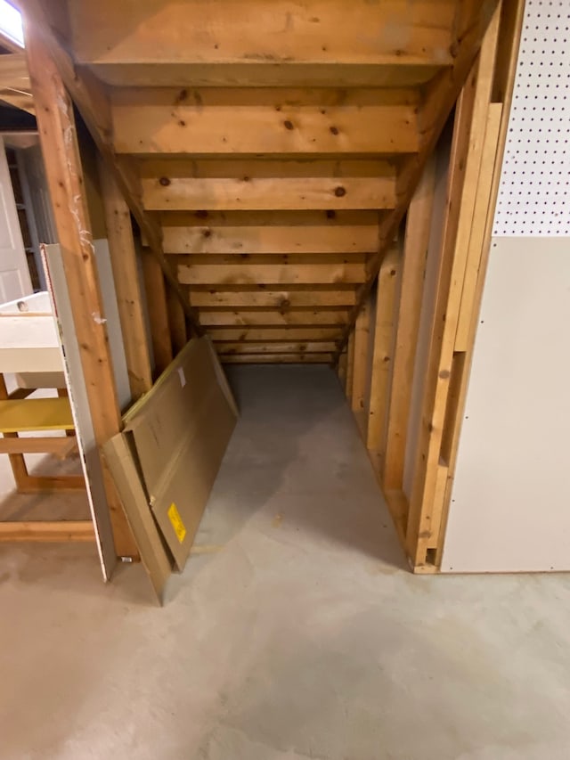 view of unfinished attic