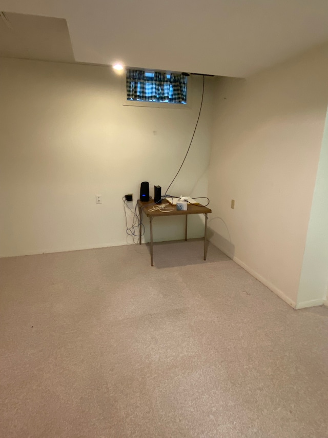 finished basement with carpet floors