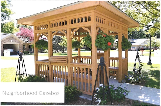 view of property's community with a gazebo