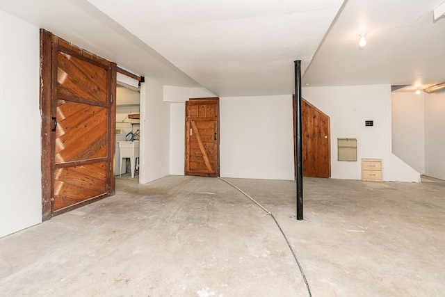 view of finished basement