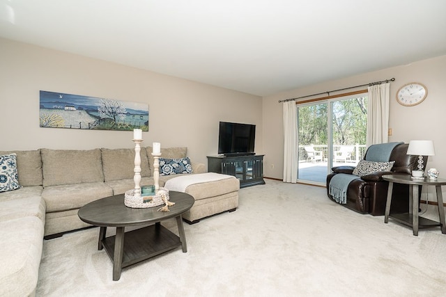 living room with light carpet
