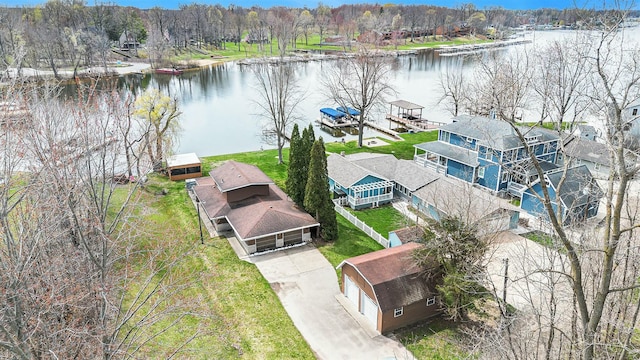 bird's eye view featuring a water view