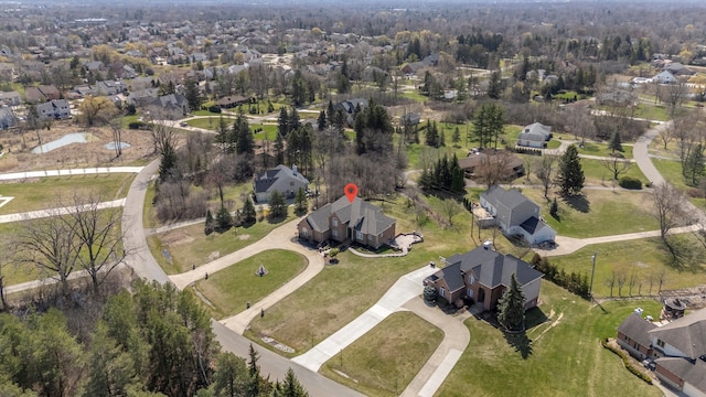 bird's eye view with a residential view