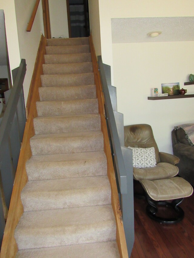117 Vista Ct, Roscommon, MI 48653 - stairway featuring wood finished floors