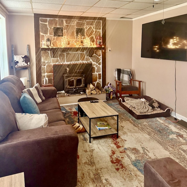 7850 Marsh Rd, Marine City, MI 48039 - living room featuring a wood stove