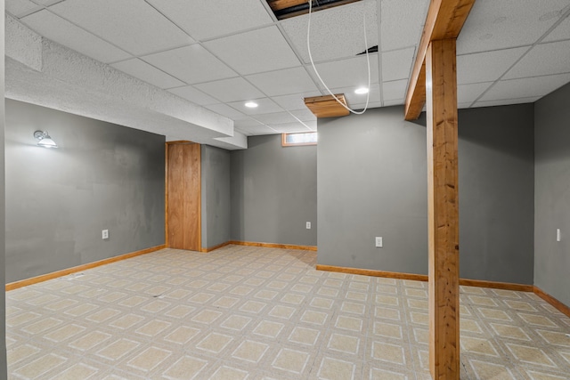 25820 Lord Dr, Chesterfield, MI 48051 - below grade area with baseboards, recessed lighting, and a drop ceiling