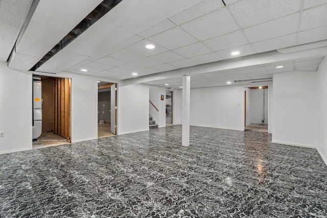 25820 Lord Dr, Chesterfield, MI 48051 - finished below grade area with recessed lighting, stairs, and a drop ceiling