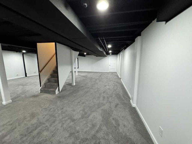 35315 Regency Ln, Farmington Hills, MI 48331 - finished basement with baseboards, stairway, and carpet