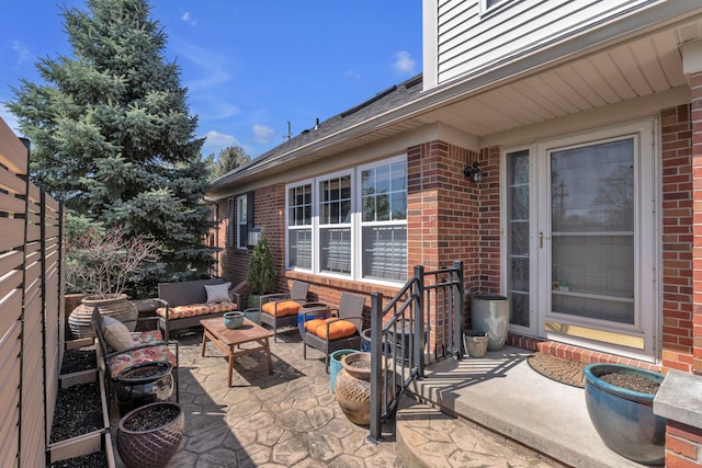 view of patio / terrace featuring an outdoor living space