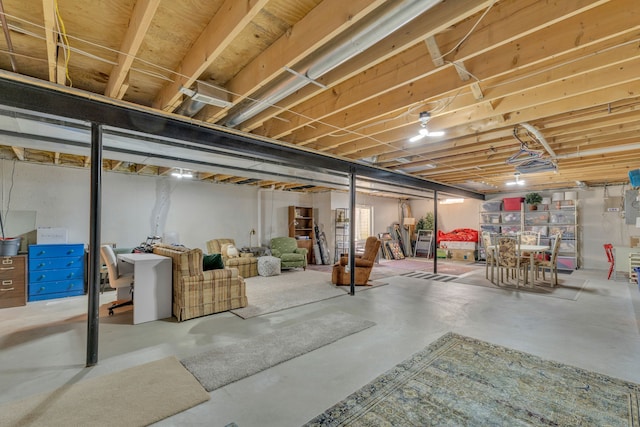 view of unfinished basement