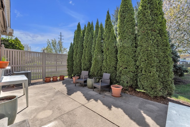 view of patio featuring central air condition unit