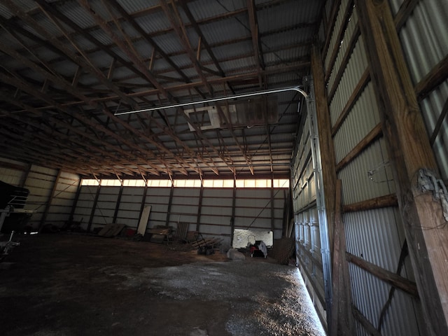 garage with metal wall