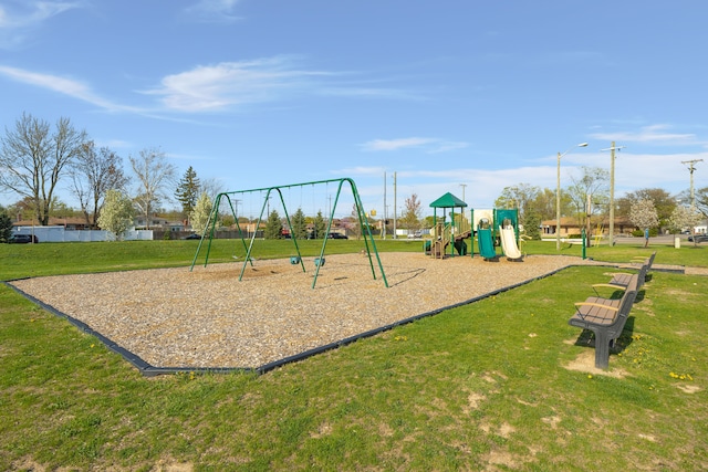community playground with a lawn