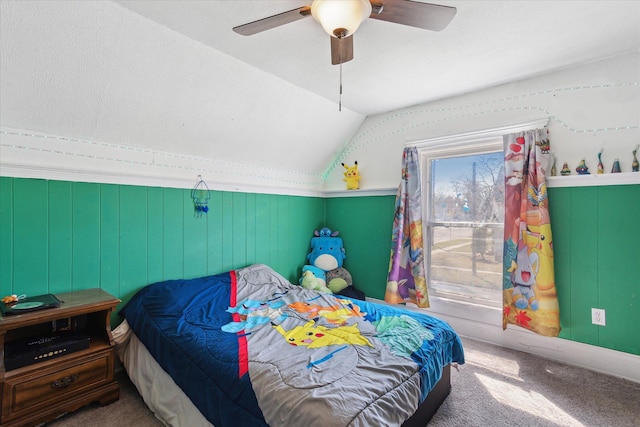 701 N Saginaw St, Durand, MI 48429 - bedroom featuring carpet flooring, a ceiling fan, and vaulted ceiling