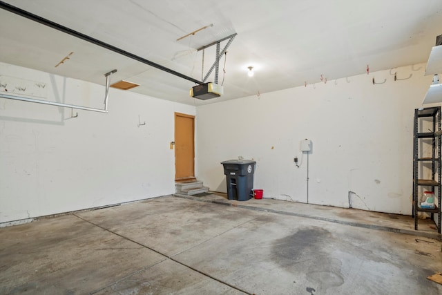 garage with a garage door opener