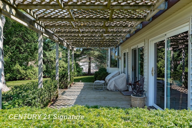 33 Ferro St, Sanford, MI 48657 - view of patio / terrace with a pergola and a wooden deck