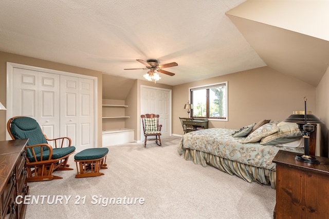 33 Ferro St, Sanford, MI 48657 - bedroom featuring a ceiling fan, vaulted ceiling, and carpet floors