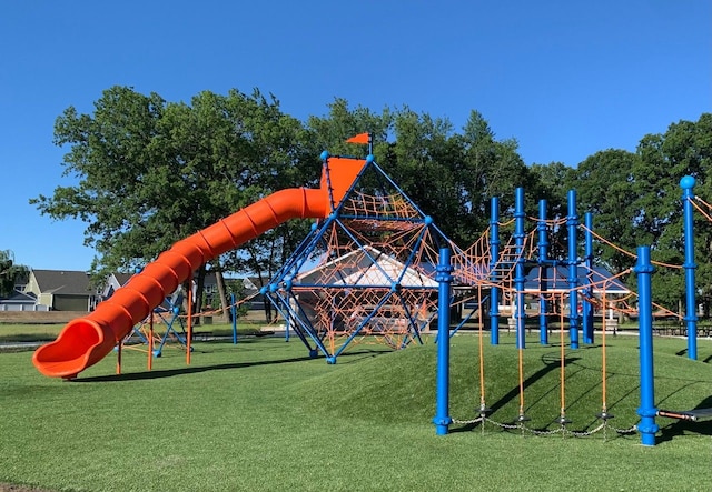 community playground with a lawn