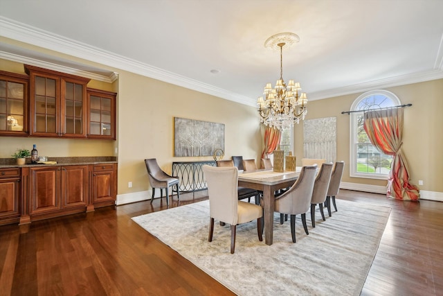 810 Highwood Dr, Bloomfield Hills, MI 48304 - dining room with dark wood finished floors, baseboards, and an inviting chandelier