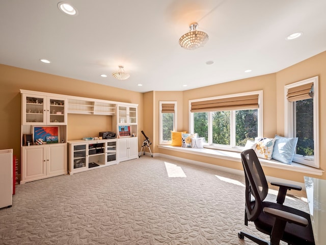 810 Highwood Dr, Bloomfield Hills, MI 48304 - carpeted home office with recessed lighting and baseboards